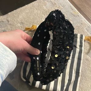 NWT Lele Sadoughi Sequin Knotted Headband Black